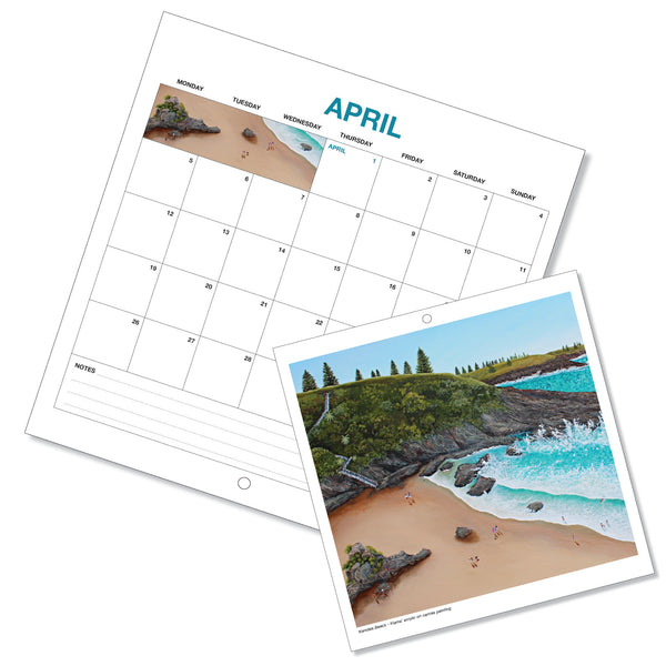2027 Calendar - Beaches and Rock Pools