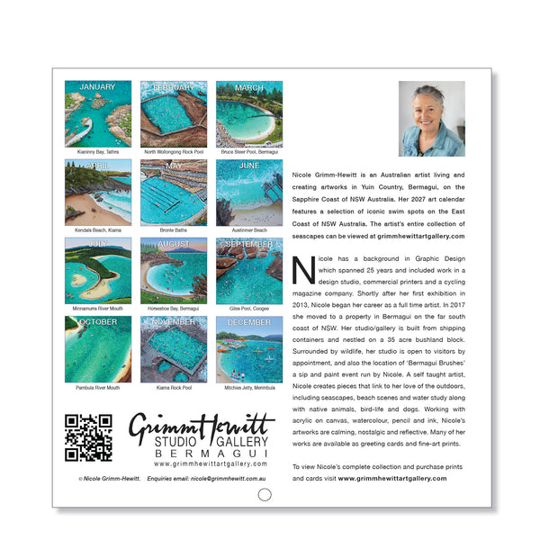 2027 Calendar - Beaches and Rock Pools