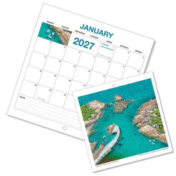 2027 Calendar - Beaches and Rock Pools