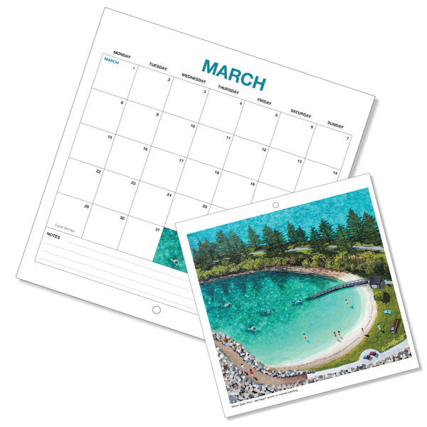 2027 Calendar - Beaches and Rock Pools