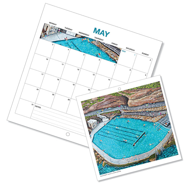 2027 Calendar - Beaches and Rock Pools
