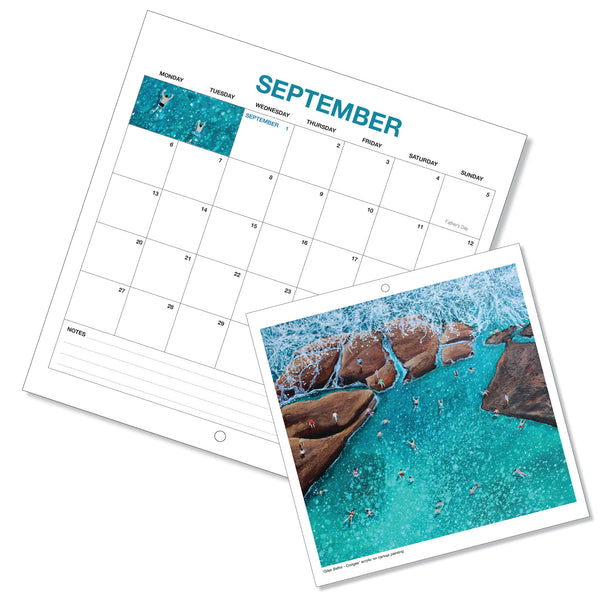 2027 Calendar - Beaches and Rock Pools