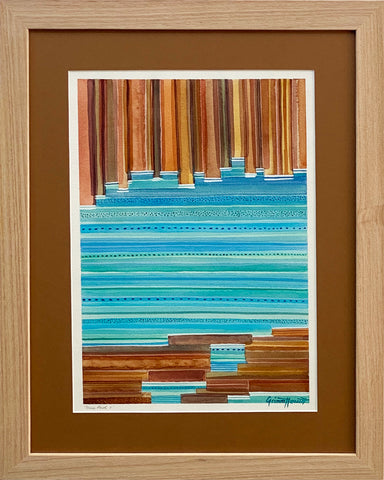 'Blue Pool I' Watercolour on Archers - Framed