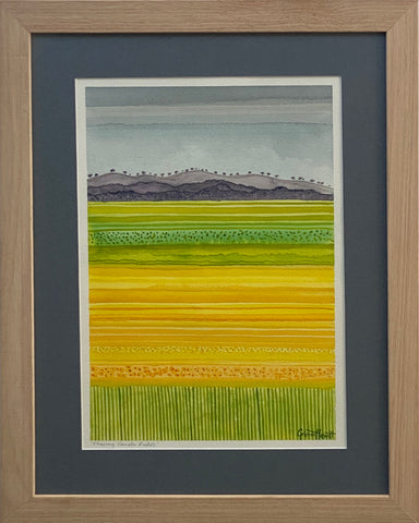 'Chasing Canola Fields' Watercolour on Archers - Framed