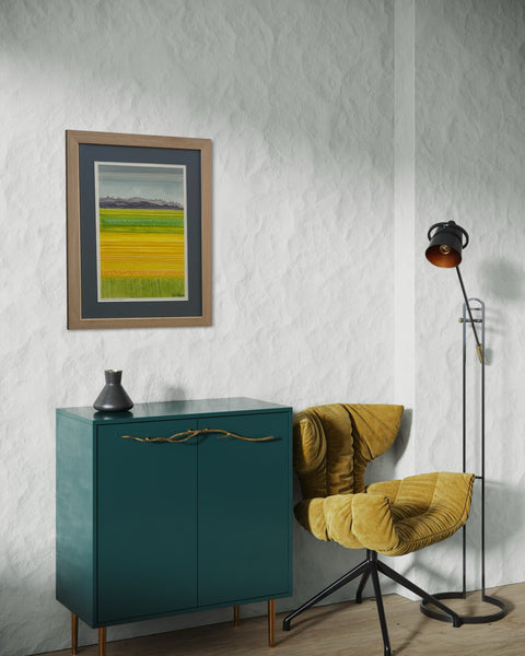 'Chasing Canola Fields' Watercolour on Archers - Framed