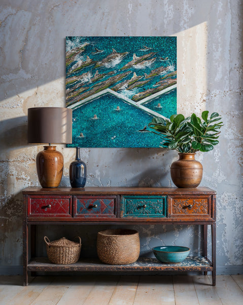 'Seal Party at Blue Pool' Acrylic on Canvas