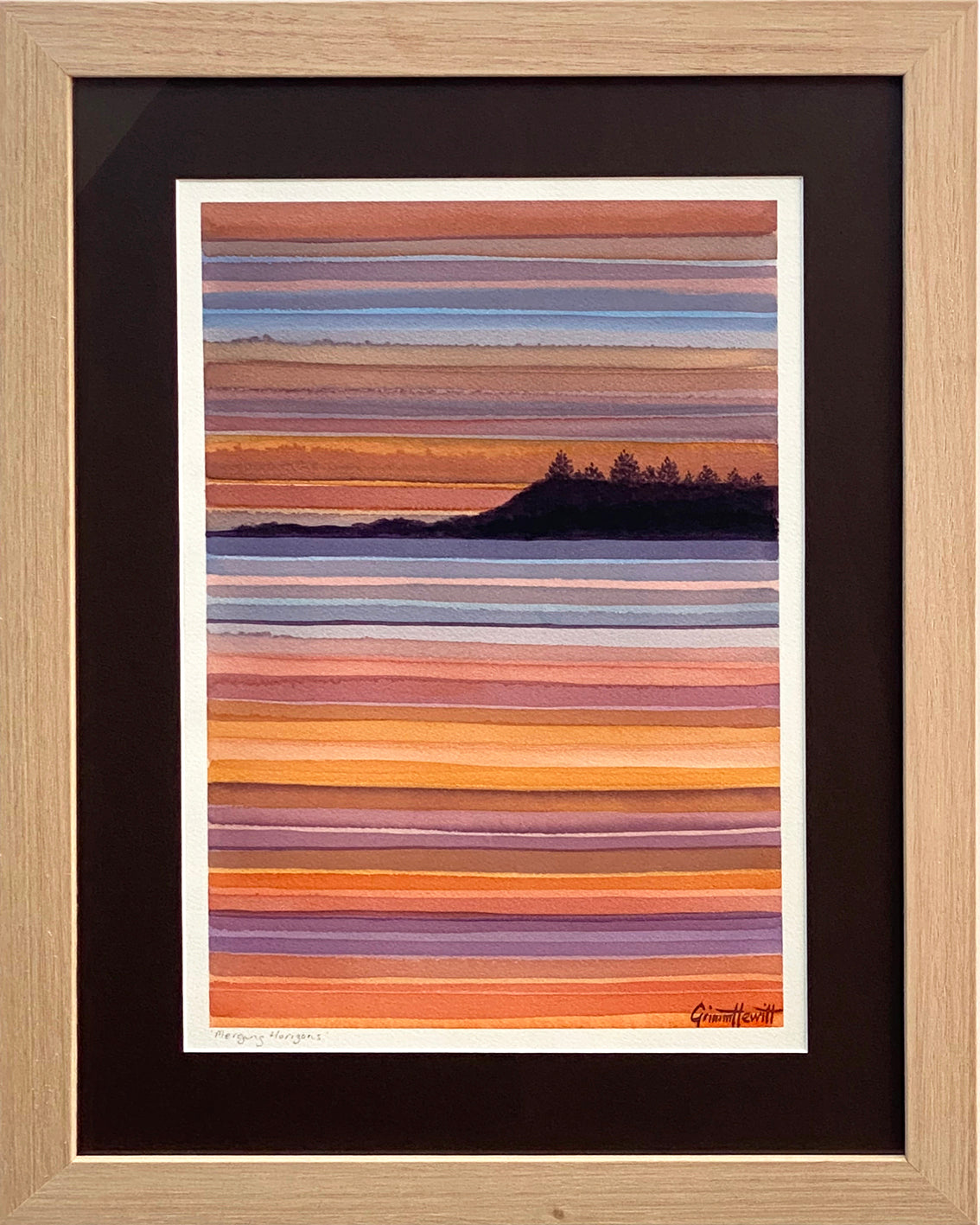 'Merging Horizons' Watercolour on Archers - Framed