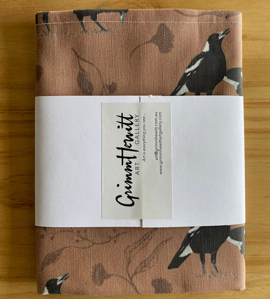 Tea Towel - Magpie Mum & Dad - cinnamon